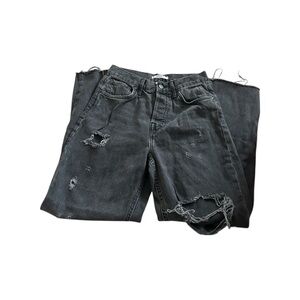 Forever 21 Distressed Raw Hem Black Size 24 Jeans